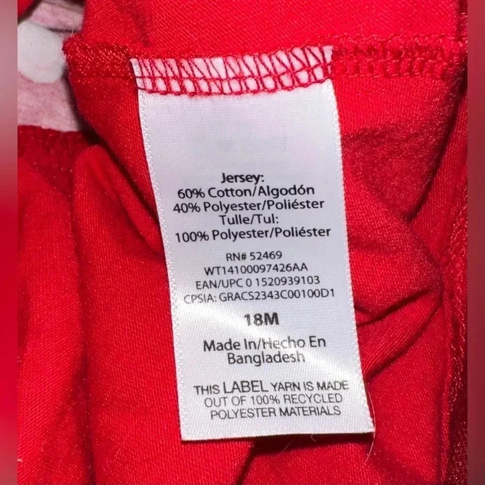 WAY TO CELEBRATE! Valentine's Day Toddler Girls Tutu Dress-Red-18m GUC